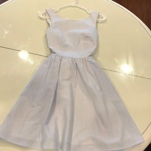 James Lauren blue seersucker bow dress